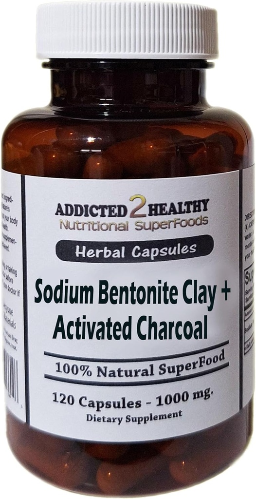 Sodium Bentonite Clay + Activated Charcoal Capsules (1000 mg) 120 Count 4