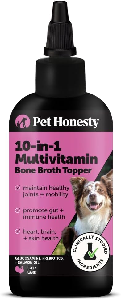 Dog Multivitamin Supplement with Salmon Oil for Dogs - Allergy Itch Relief, Digestion, Skin & Coat Health, Liquid Supplement - Dog Food Topper Bone Broth with Prebiotics (12 oz) 2