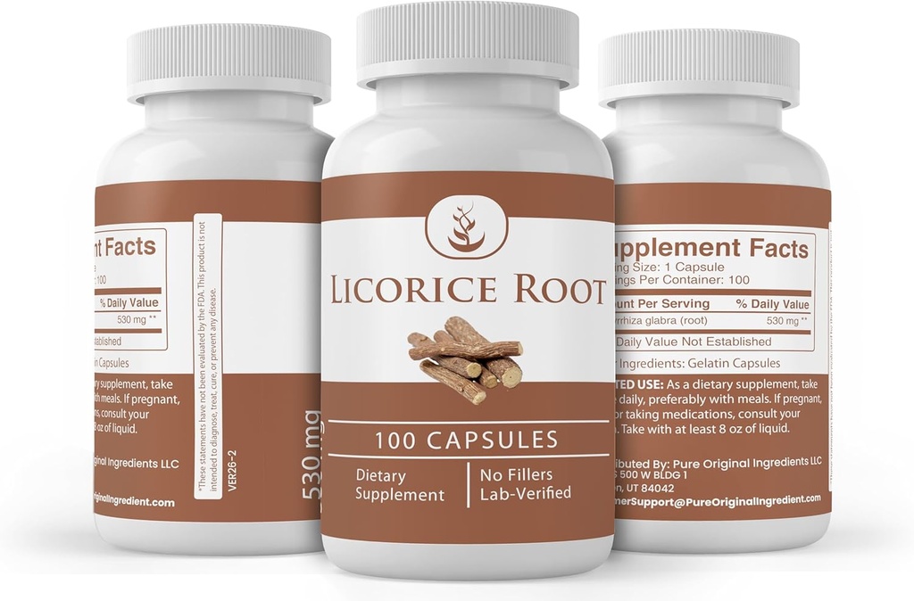 Pure Original Ingredients Licorice Root Extract (100 Capsules) Always Pure, No Additives Or Fillers, Lab Verified 5