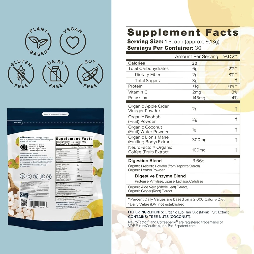 Organifi Pure - Promotes Stimulation in Learning, Memory, Focus, and Clarity - Brain Support with Superfoods - Gluten-Free and Non GMO - Best Served Cold, 30 Servings 3