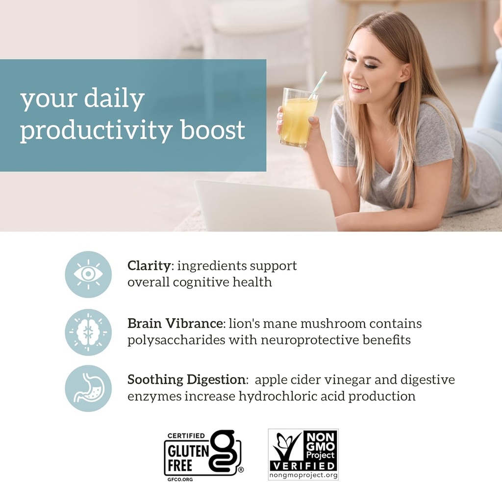 Organifi Pure - Promotes Stimulation in Learning, Memory, Focus, and Clarity - Brain Support with Superfoods - Gluten-Free and Non GMO - Best Served Cold, 30 Servings 5