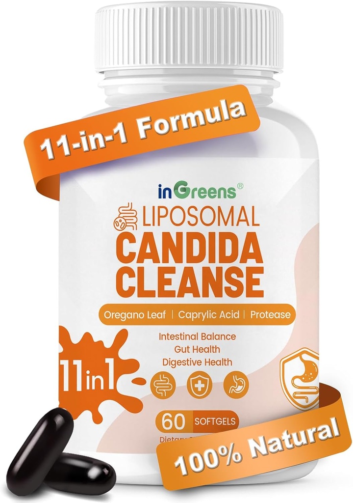 11-in-1 Candida Cleanse, Advanced Candida Cleanse Detox for Women & Men, Candida Support Supplement with Oregano, Caprylic Acid, Probiotics & Herbal Extracts, 60 Softgels 2