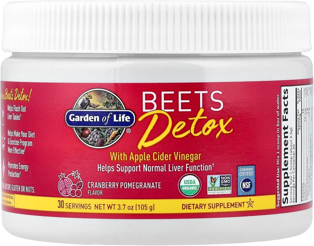 Garden of Life Organic Beet Root Powder with Antioxidants, Vitamin C, Probiotics & Apple Cider Vinegar for Digestive & Liver Health – Beets Detox – Vegan, Non GMO, Cranberry Pomegranate, 30 Servings 4