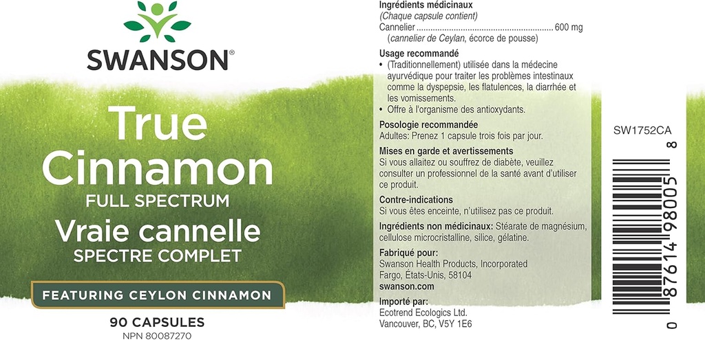 Swanson Full Spectrum True Cinnamon - Herbal Supplement - (120 Capsules, 300mg Each) 4