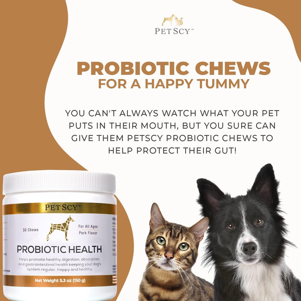 PetScy - Probiotic Chews for Dogs, Probiotic for Dogs of All Ages, Sizes & Breeds with Prebiotic Fiber and Pure Omega-3 | Improves Skin, Coat, and Gut Health, 30 Chews 6