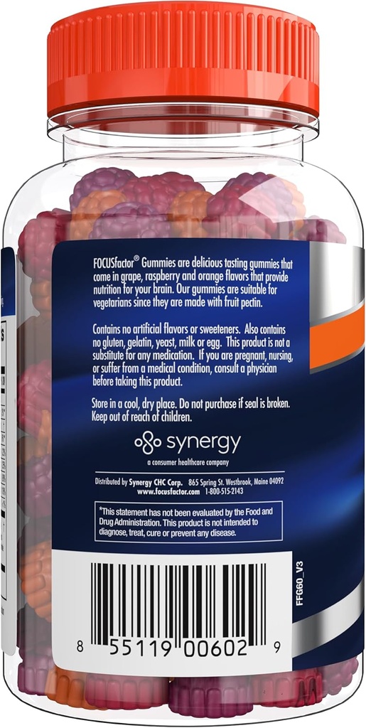 Focus Factor Nootropic Gummies - Memory Supplement for Brain, Phosphatidylserine, Bacopa, Huperzine A - 60 Count (3 Pack) 4