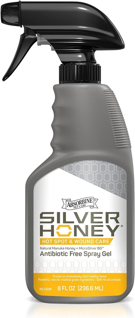 Absorbine Silver Honey Hot Spot & Wound Care Spray Gel 8oz Bottle, Manuka Honey & MicroSilver BG, Medicated for Dogs, Cats, Small Animals 2