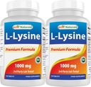 Best Naturals L-Lysine 1000mg 180 Tablets (180 Count (Pack of 1)) (2 Bottles) 2