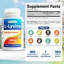 Best Naturals L-Lysine 1000mg 180 Tablets (180 Count (Pack of 1)) (2 Bottles) 3