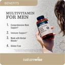 NatureWise Multivitamin for Men - Daily Male Support - Minerals & Herbs for Energy, Performance, Immunity - with Vitamin A, C, D, B-Complex - Soy & Gluten-Free, Non-GMO - 180 Capsules[3-Month Supply] 3