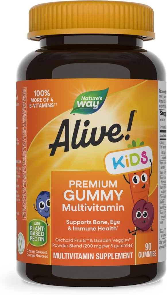 Nature's Way Alive! Children's Premium Gummy Multivitamin, Gluten Free, Made with Pectin, 90 Gummies 2