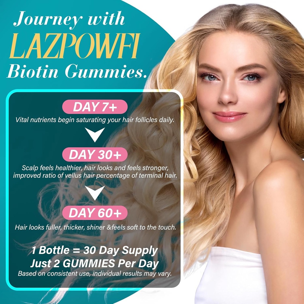 Biotin Gummies -Hair Skin and Nails Vitamins for Men & Women, Vegan Vitamin B7, Supports Hair Growth and Stronger Nails,60 Day Supply-Raspberry-2 Pack 4