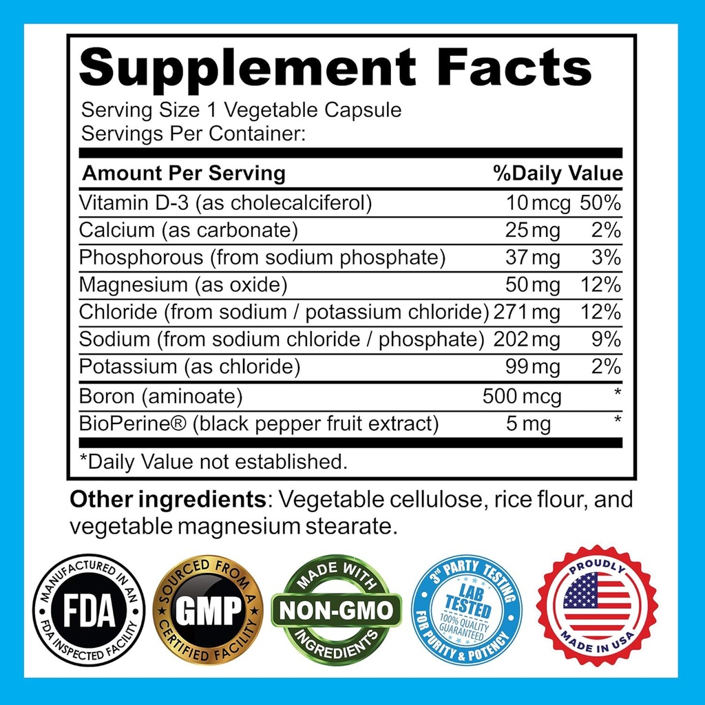 Electrolyte Formula Supplements - Stops Cramping Fast - 100 Easy to Swallow Salt Capsules with 12 Ingredients from Natures Best Sources - Keto Friendly and Sugar Free! 6