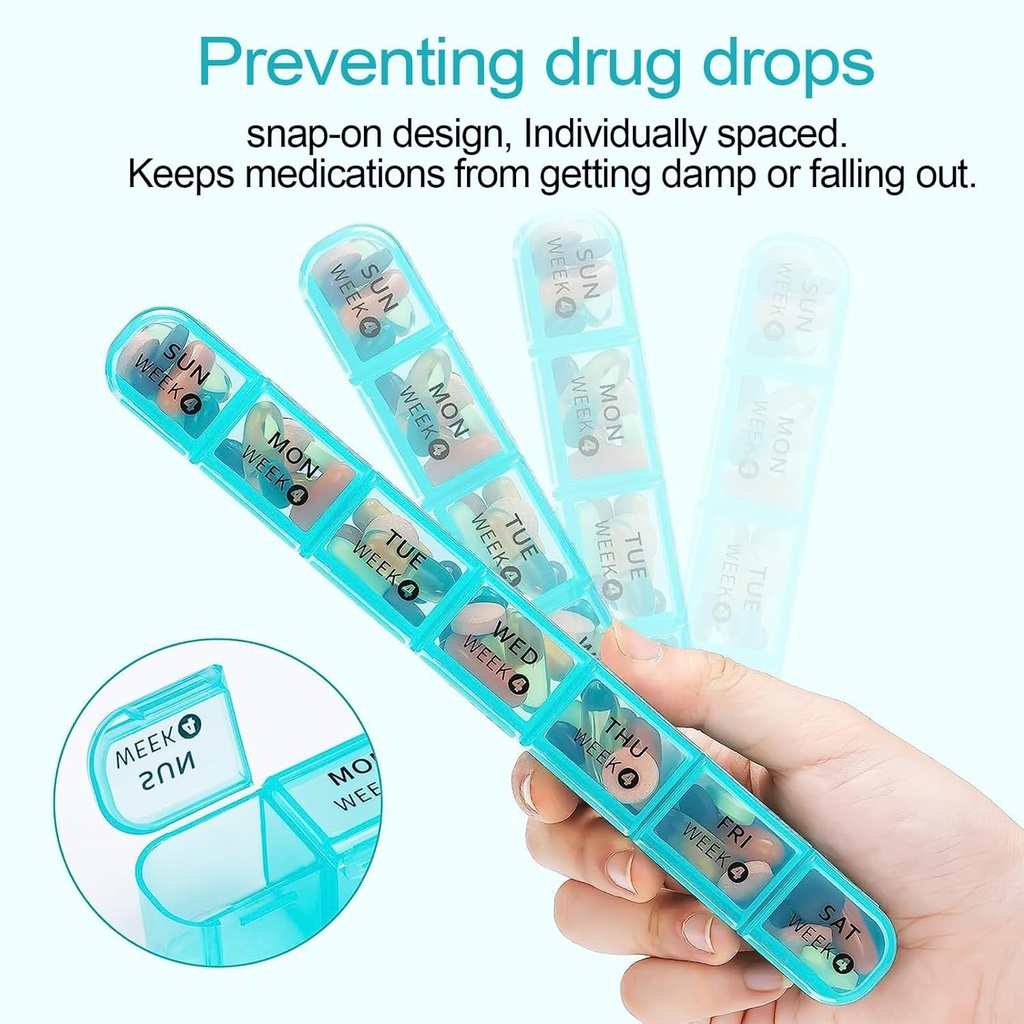 28 Day Monthly Pill Organizer - Weekly Pill Box 1 Time a Day, 4 Weeks Large Pill Case for Traveling, Big Compartment Personal Pill Organizers for Vitamins, Fish Oils, Supplements and Medicine 4
