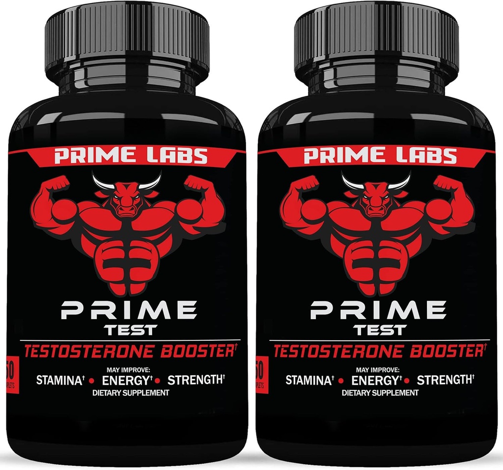 Prime Labs Testosterone Supplement for Men (2-Pack) - Stamina, Endurance, Energy, & Strength - Men's Testosterone Booster & Workout Supplement - 120 Caplets 2