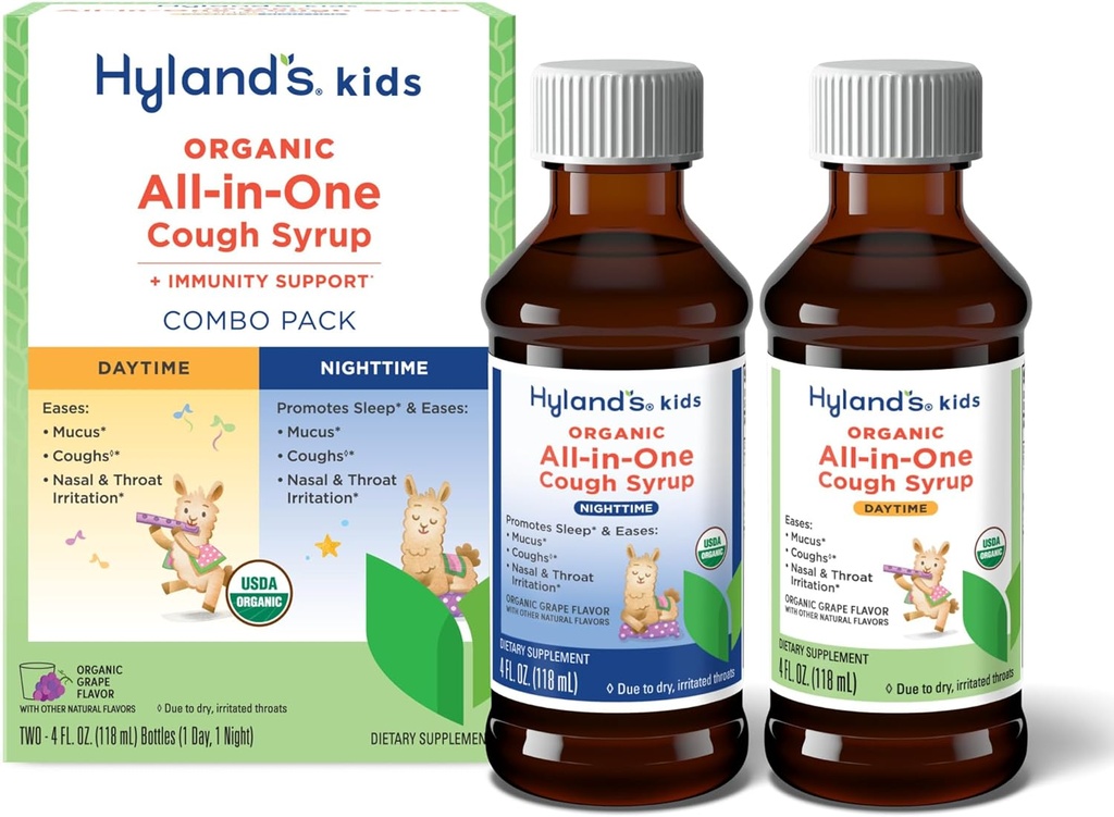 Hyland's Kids Organic All-in-One Grape Cough Syrup Day & Night, Two 4 Ounce Bottles 2