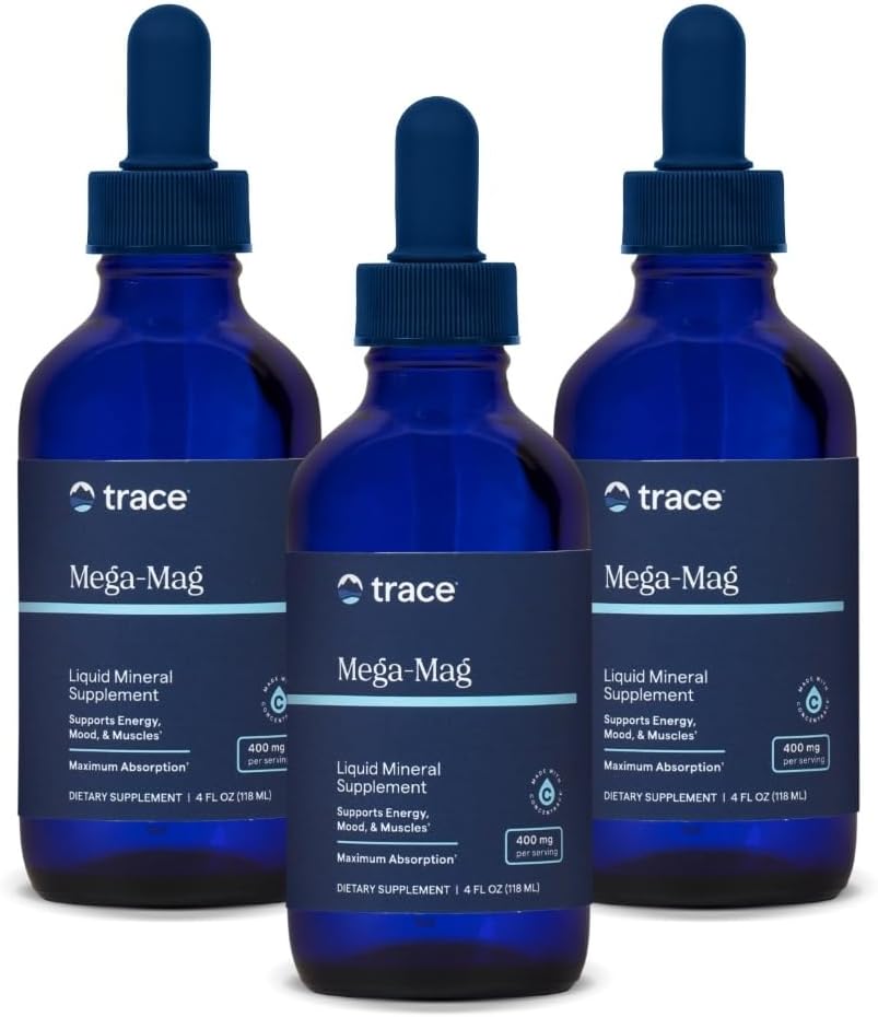 Trace Minerals Mega-Mag - Liquid Energy Support with Magnesium & Chloride - Healthy Bone & Muscle Function Support Formula - Supplement to Support Nerve Health - 4 fl oz (3 Pack) (About 90 Servings) 2
