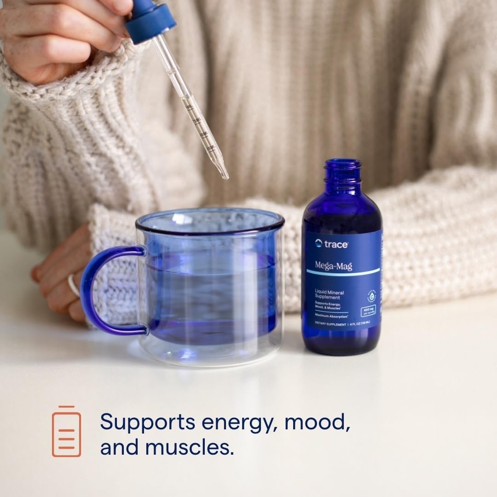 Trace Minerals Mega-Mag - Liquid Energy Support with Magnesium & Chloride - Healthy Bone & Muscle Function Support Formula - Supplement to Support Nerve Health - 4 fl oz (3 Pack) (About 90 Servings) 4