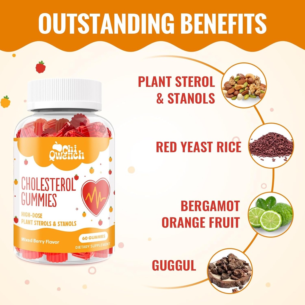 Cholesterol Supplements with 1500 Mg Plant Sterols & Stanols, Cholesterol Support Gummies, Cholesterol Complex Gummies, Maintains Normal Levels, Mixed Berry Flavor, 120 Count 4