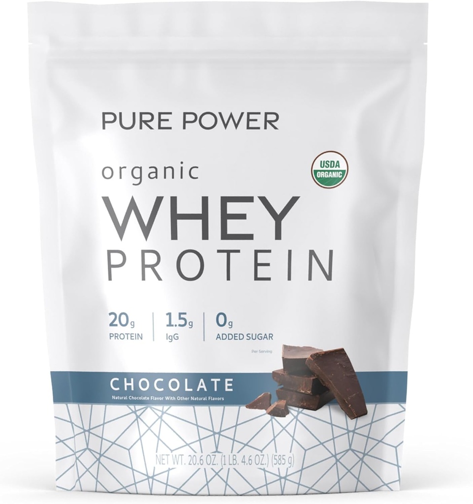 Dr. Mercola Pure Power Organic Whey Protein - 20 g Protein - Supports Muscle Growth & Energy - Grass-Fed Whey Concentrate - 15 Servings (20.60 oz) - Chocolate 2