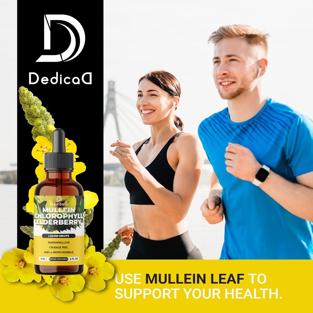9in1 Organic Mullein Drops for Lungs - Mullein Leaf Extract with Chlorophyll & 7 More Supplement - Lung & Respiratory Health Support of Tincture, Oil - 2 fl oz 6