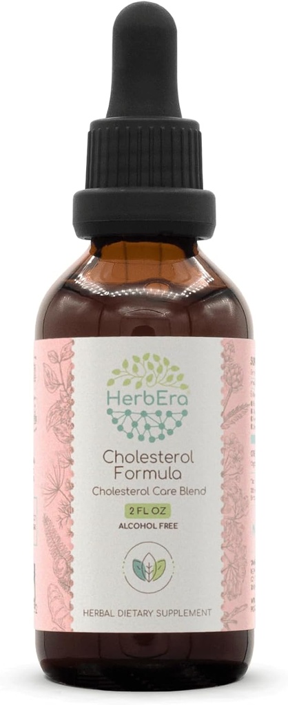 HerbEra Cholesterol Formula B60 Alcohol-Free Extract Tincture: Artichoke Leaf, Hawthorn Leaf and Flower, Fennel Seed, Turmeric Root, Ashwagandha Root, Amla Berry. Cholesterol Care Blend 2 Fl Oz 2