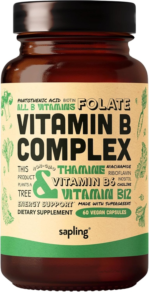 Algae Calcium & Vegan Vitamin B Complex Bundle - Calcium Supplement from Red Algae, Essential B Vitamins with Whole Food Blend, B1, B2, B3, B5, B6, B7, Folate 6