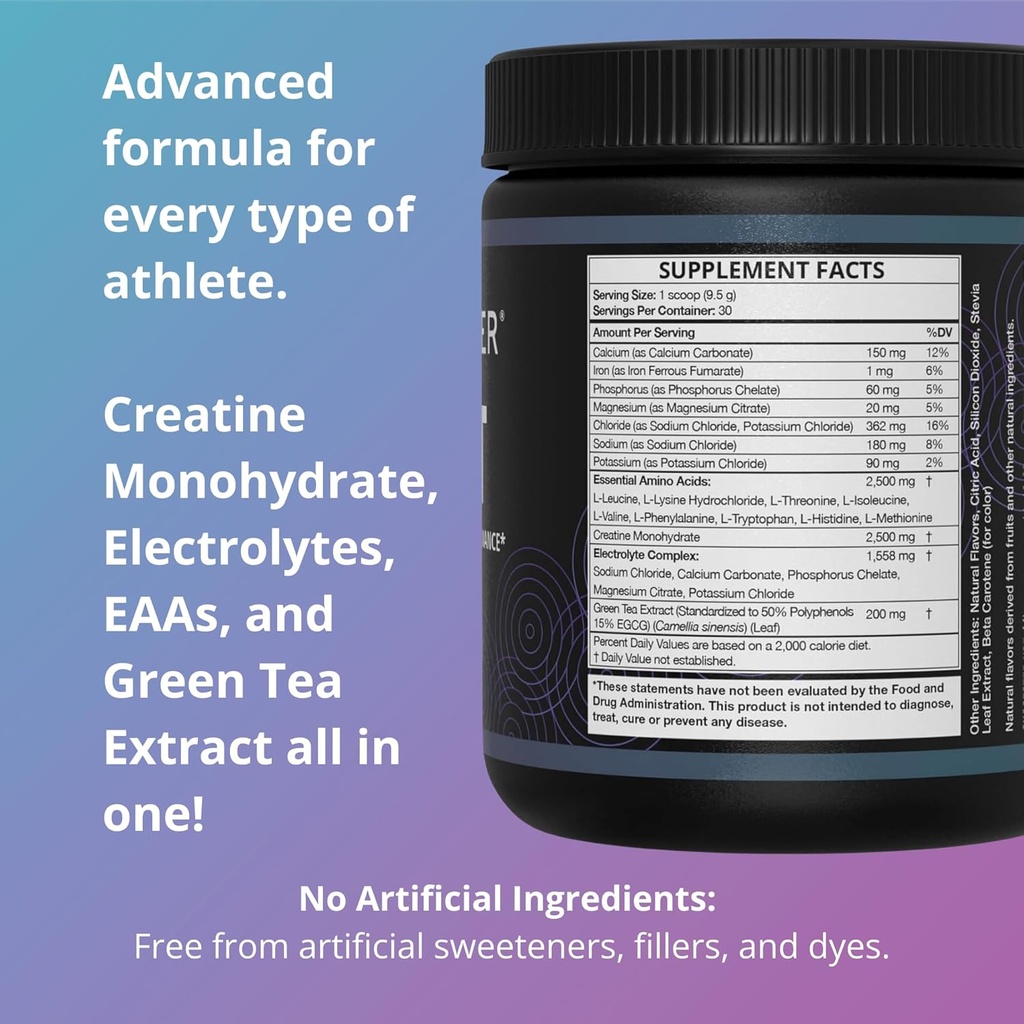 Fuel 4 Ever Fast Fasting Electrolyte Powder | with Creatine, Essential Amino Acids & Green Tea Extract | No Sugar, No Artificial Sweeteners or Ingredients | Lemon Lime Flavor 30 Servings 3