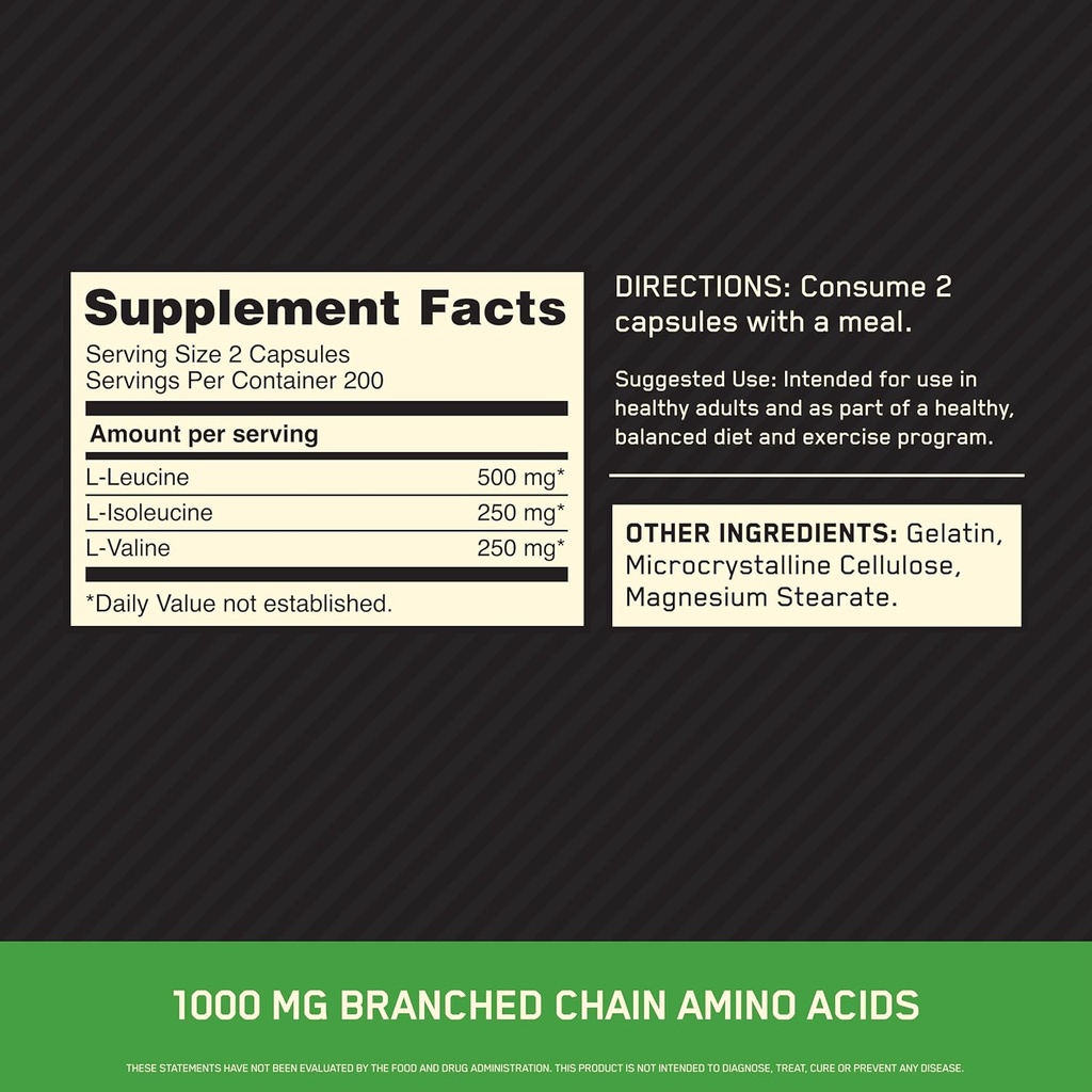 Optimum Nutrition Instantized BCAA Capsules, Keto Friendly Branched Chain Essential Amino Acids, 1000mg, 400 Count 3