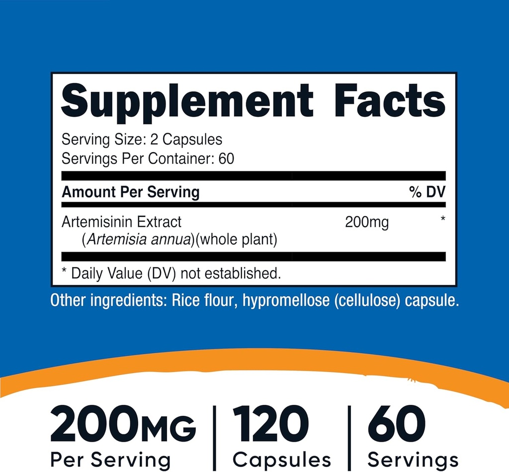 Nutricost Artemisinin 200mg, 120 Vegetarian Capsules - Non-GMO, Gluten Free, 60 Servings 3
