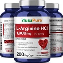NusaPure L-Arginine 1000 mg 200 Veggie Capsules (Non-GMO, Vegetarian, Vegan) 6