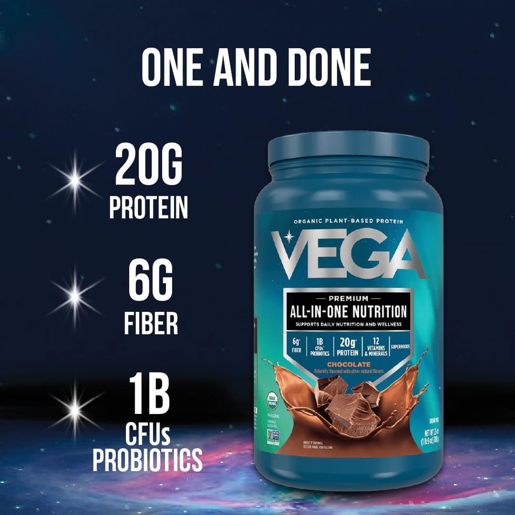 Vega All in One Nutrition Organic - 20g Plant-Based Pea Protein, French Vanilla, 43 Servings, Vitamins A & C, Probiotics, Greens, Vegan, Keto, Gluten Free, 3.63lbs (Packaging May Vary) 4