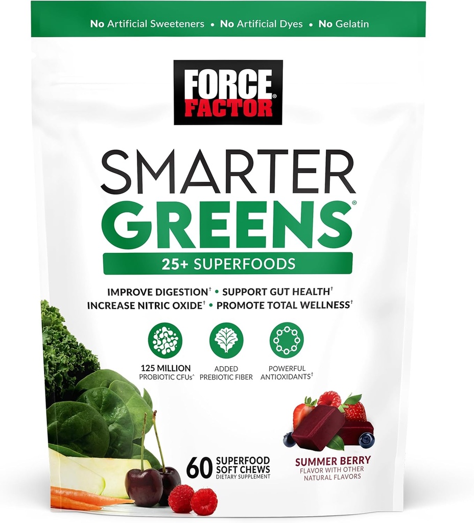 Force Factor Smarter Greens Superfood Chews, Greens and Superfoods with Probiotics & Modern Mushrooms Soft Chews, Mushroom Supplement with Lions Mane, Turkey Tail 3