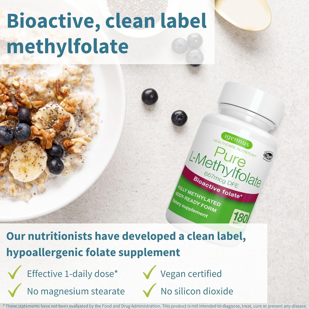 Ultra Pure EPA + Pure Folate 400mcg Bundle, 500 mg Omega-3 EPA Wild Fish Oil + Optimized L-Methylfolate, by Igennus 4