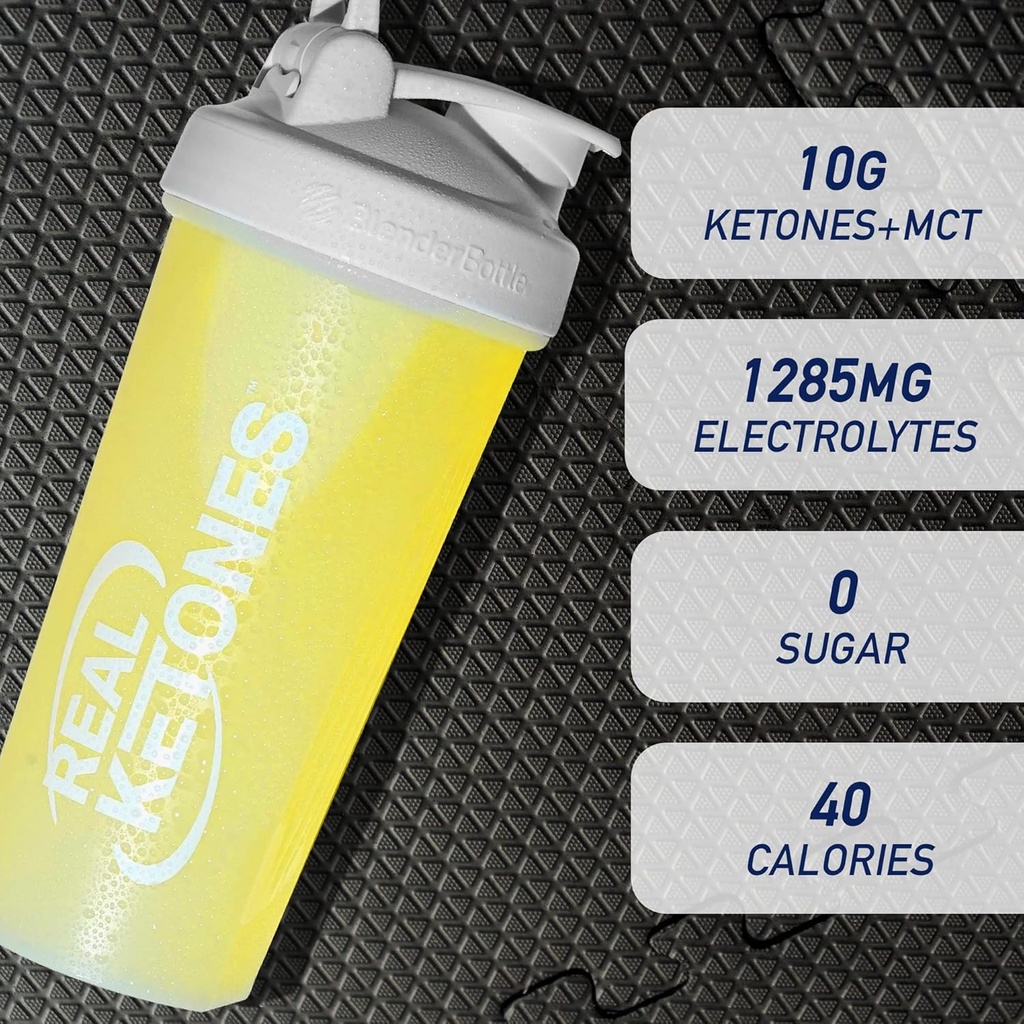 Real Ketones MCT & BHB Exogenous Ketones Drink Mix Packets Elevate Keto Electrolytes Powder Packets No Sugar with 4 Main Electrolytes Plus Hydrating Proprietary Keto BHB - 30 Pack Lemon Twist 3