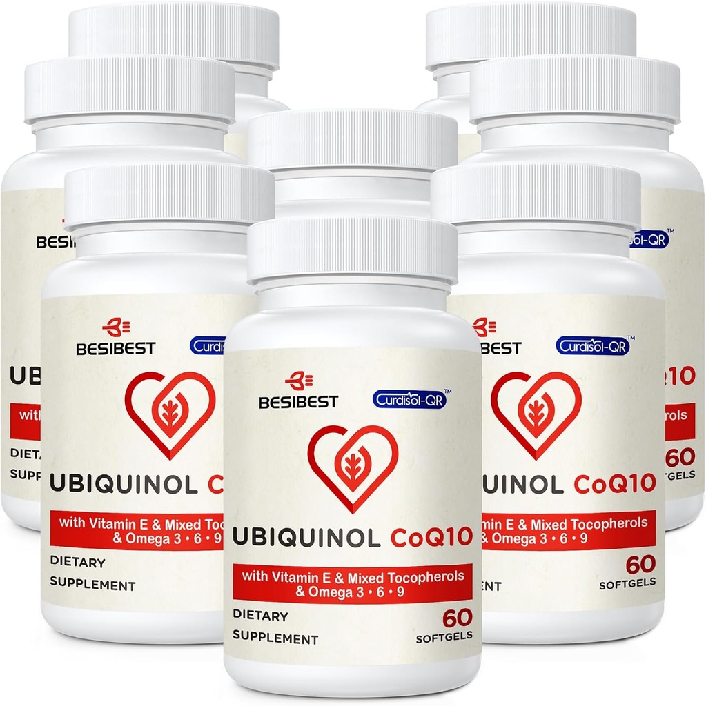 Ubiquinol CoQ10-600mg-Softgel, Active Coq10 Ubiquinol Supplement with Vitamin E & Omega 3, 6, 9, High Absorption-Coenzyme-Q10, Powerful Antioxidant for Energy Production, Tested, 480 Count 2