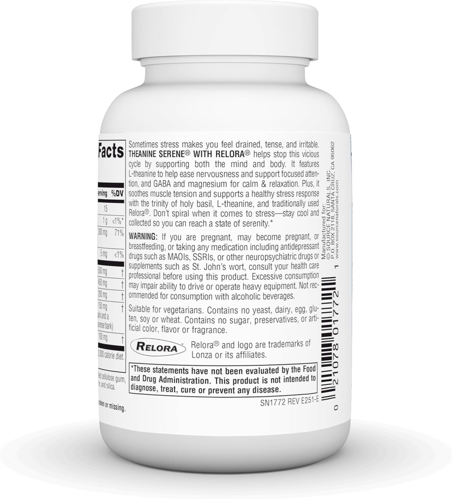 Source Naturals Serene Science Theanine Serene with Relora - Calm Mind & Body - 60 Tablets 5