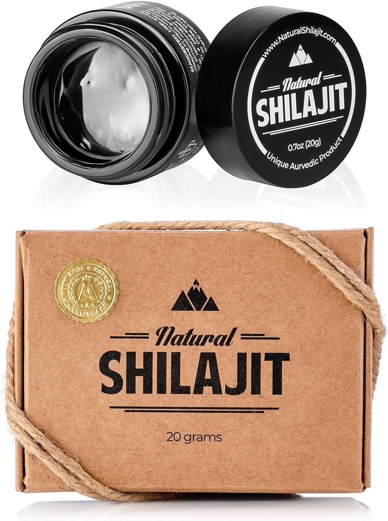 NATURAL SHILAJIT Resin - 20 Gram Shilajit Supplement with Fulvic Acid & Trace Minerals & Shilajit Honey Sticks 7 Count 3