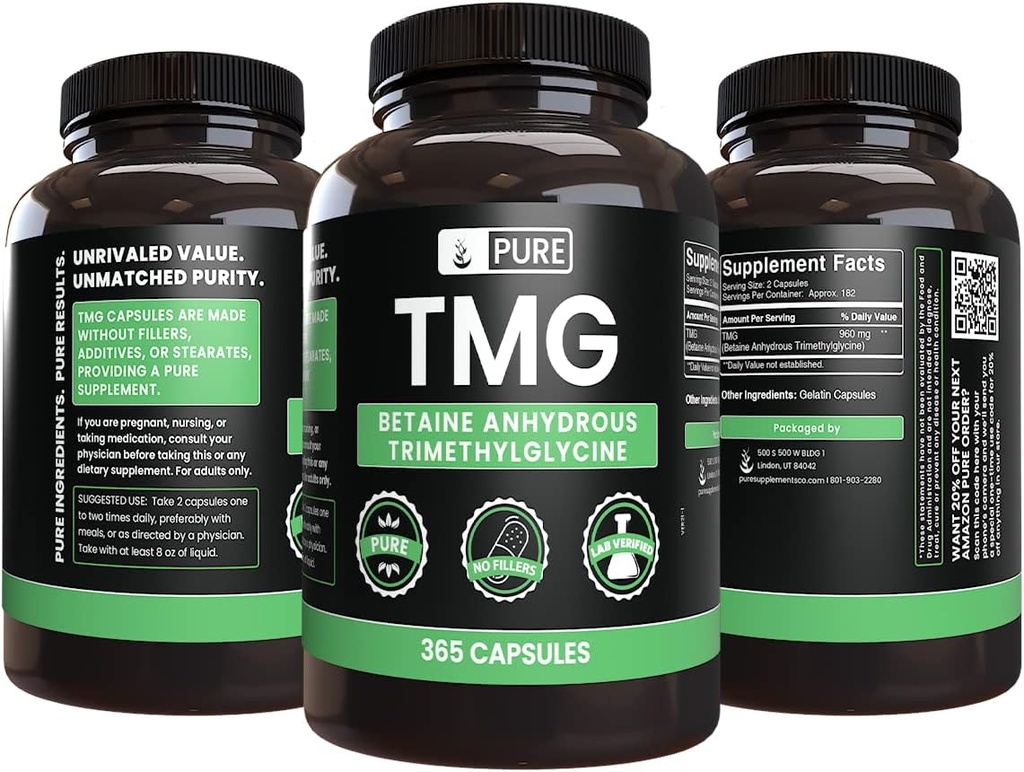 Pure Original Ingredients TMG (365 Capsules) No Magnesium Or Rice Fillers, Always Pure, Lab Verified 3