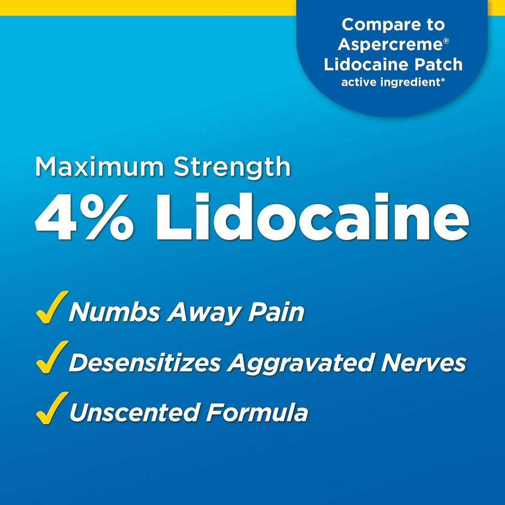 Basic Care Maximum Strength OTC Pain Relief , 4% Lidocaine Patch, 3.9” x 5.5”, 15-Count Box (Previously HealthWise) 5