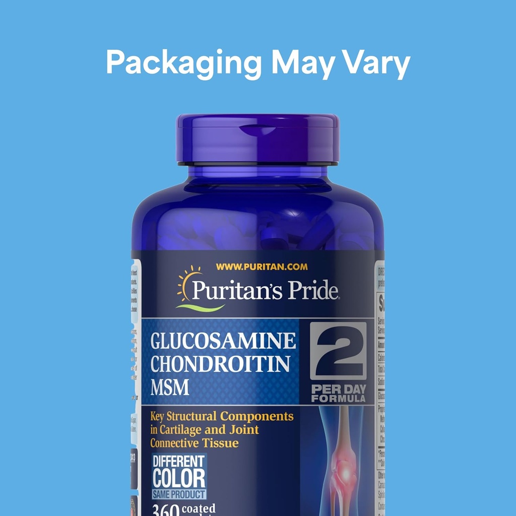 Puritan's Pride Glucosamine Chondroitin MSM Dietary Supplement for Joint Health, 360 Coated Caplets 3