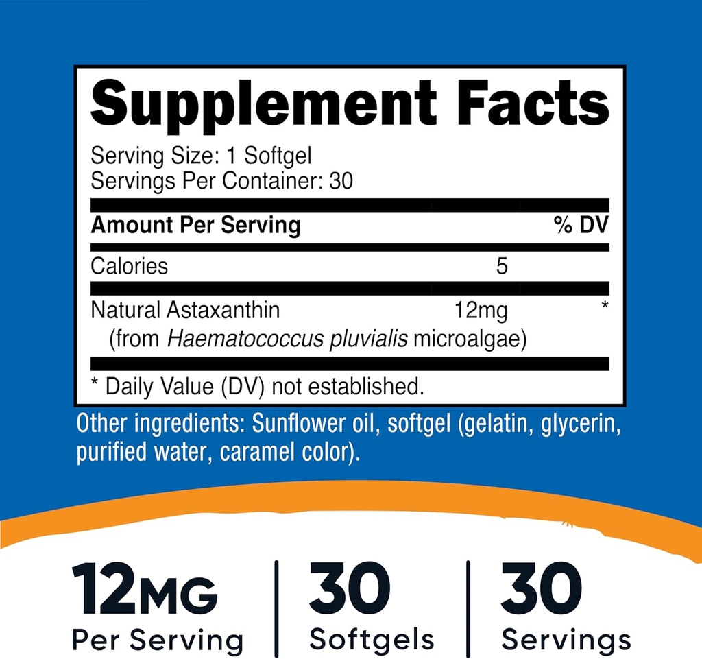 Nutricost Astaxanthin 12mg, 30 Softgels - Non-GMO and Gluten Free 3