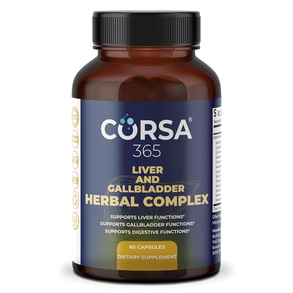Liver Health and Gallbladder Support Formula - Liver Cleanse Detox & Repair Herbal Complex with Rosehips St. John's Wort Chamomile - Gallbladder Liver Supplements for Women Men - 60 Capsules 2