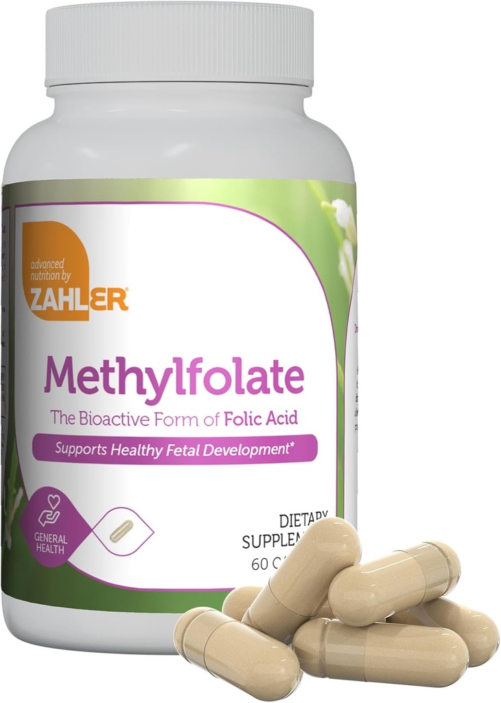 Zahler Methylfolate - Supports Healthy Fetal Development and Genetic Health - Methylated Folic Acid from 1000 mcg DFE L-Methylfolate - Kosher Non GMO Methyl Folate Supplement for Women (60 Capsules) 2