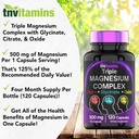 Triple Magnesium Complex Supplement 500mg: Magnesium Glycinate, Citrate, & Oxide - 120 Capsules (4 Month Supply!) | 1 Capsule Serving Provides 125% Daily Value | Non-GMO, Made in The USA! 4