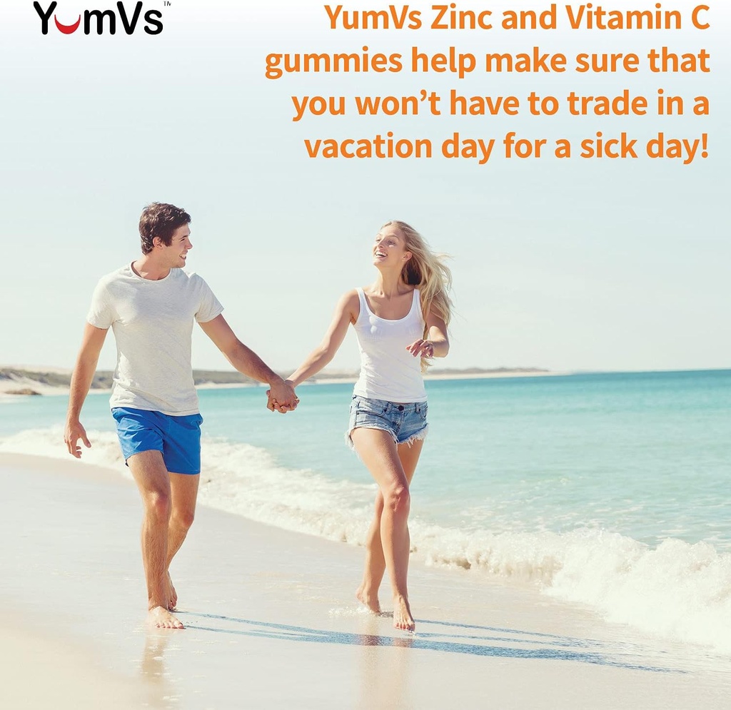 Zinc Vitamin C and Echinacea Gummies for Adults and Kids by YumVs | Chewable Gummy - Vegetarian, Halal, Kosher | Orange Flavor - 60 Count 4