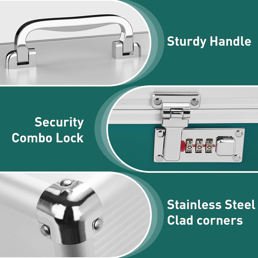 Glosen Medicine Lock Box with Combination Lock, Medication lock box【Small 10x6.7x6.7 Inch】,medical box organizer 5