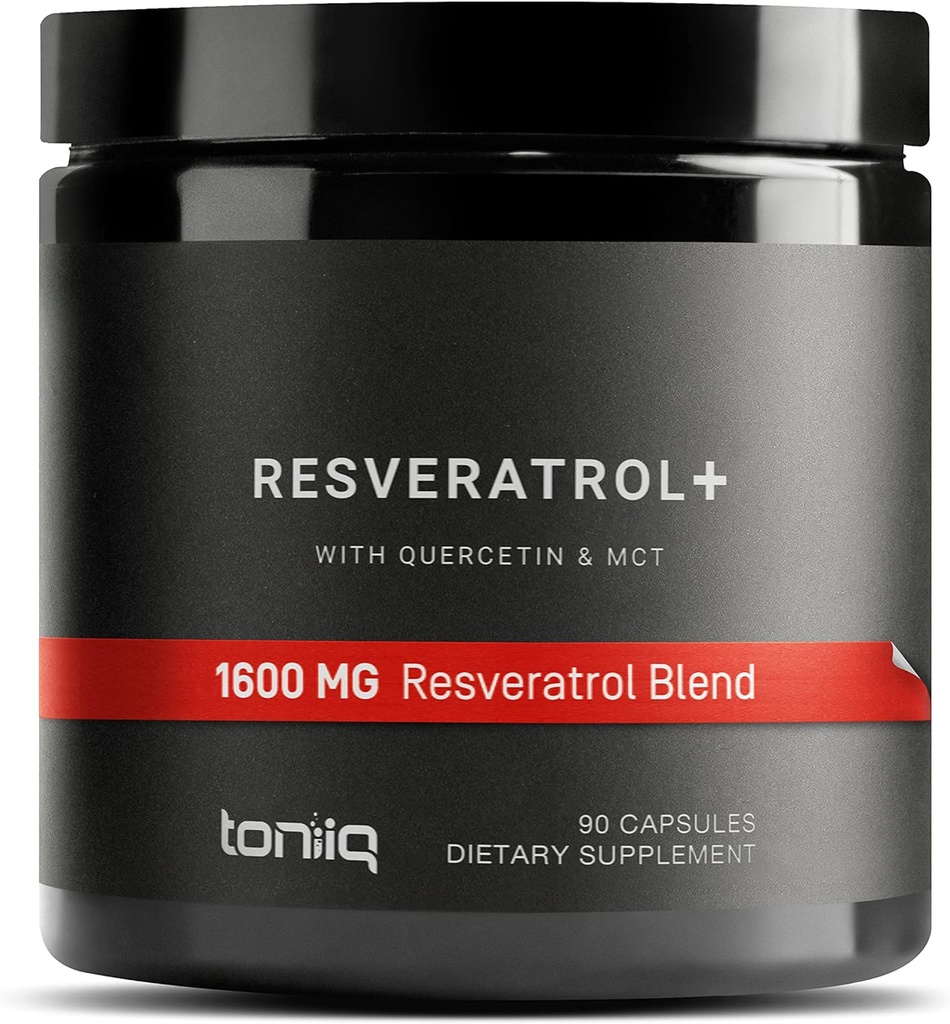 Toniiq 1600mg Resveratrol Blend - Ultra High Purity and 3rd Party Tested - with MCT Oil for Added Bioavailability - Optimal NAD Supplement 2