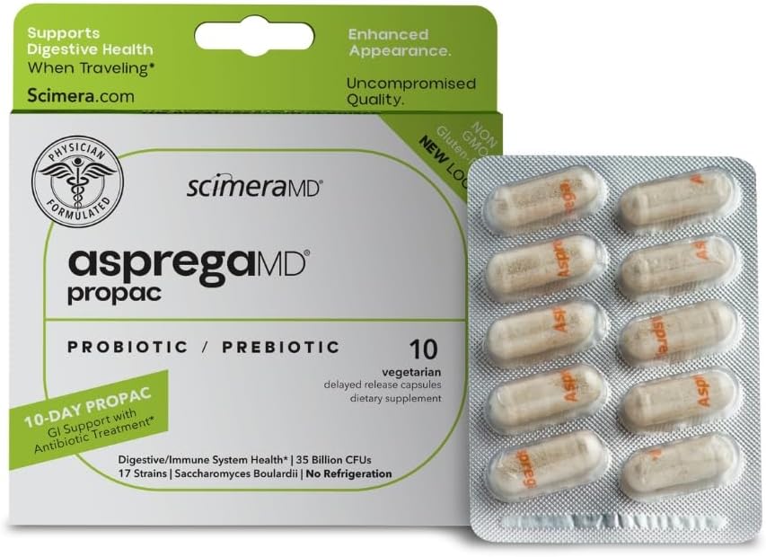 ScimeraMD® Asprega ProPac Probiotics and Prebiotics Supplement for Digestive Health and Immune System Support, 35 Billion CFUs, 10 CT 2