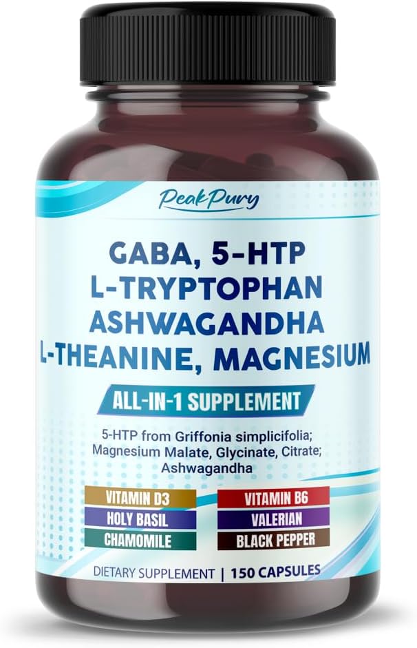 GABA, 5-HTP L-Tryptophan Ashwagandha Chamomile L-Theanine Magnesium - Made in USA 2